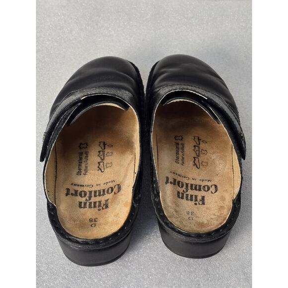 FINN COMFORT AUSSIE BLACK LEATHER CLOGS MULES LOAFERS SHOES WOMENS SZ 7 EU 38 D - Picture 4 of 6